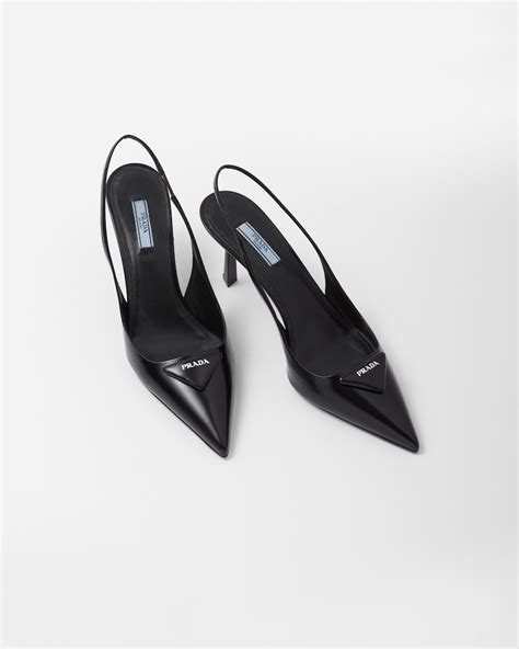 prada 55mm pump|Black Brushed Leather Slingback Pumps .